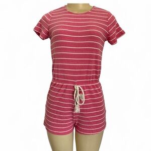 Pink Lily Pink and White Striped Women's Romper